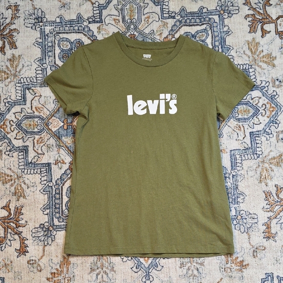 Levi's Logo Green Short Sleeved T-Shirt - Picture 1 of 5